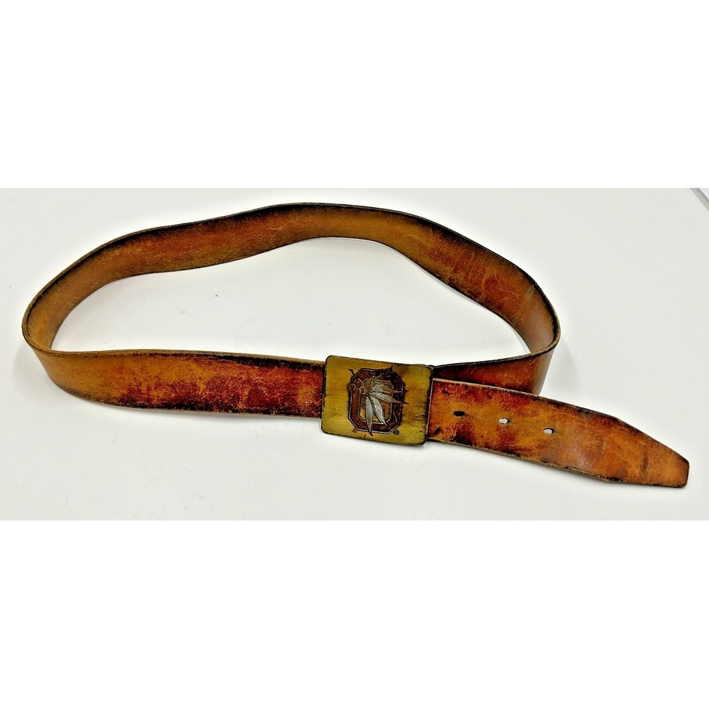 Vintage 1960s Ohio State Leather Belt with Buckle‎ 41" Long